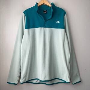 The North Face Women Size XL Teal Mint Colorblock Fleece 1/4 Zip Jacket Gorpcore